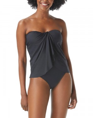 Dámské Bikiny Vince Camuto Draped Tankini Černé | 8069-NITAC