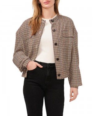 Dámské Bundy Vince Camuto Plaid Oversize Hnědé | 3605-OXJPC