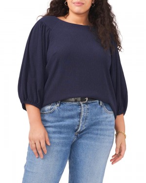 Dámské Halenka Vince Camuto Ruched Puff-Sleeve (Plus Size) Tmavě Blankyt | 7205-CHMLE