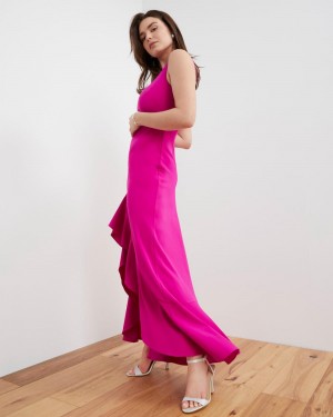 Dámské Maxi Šaty Vince Camuto Asymmetrical Ruffle-Hem Gown Fuchsie Růžové | 0831-DPNOZ