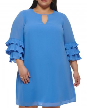 Dámské Maxi Šaty Vince Camuto Chiffon Layered-Sleeve (Plus Size) Blankyt | 5194-BMTVC