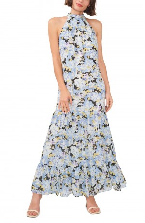 Dámské Maxi Šaty Vince Camuto Floral-Print Halter-Neck Viacfarebný | 6302-IMOUP