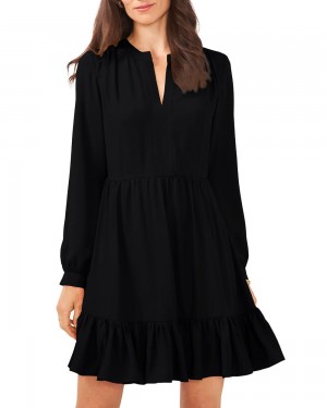 Dámské Maxi Šaty Vince Camuto Ruffled Long-Sleeve Černé | 4097-XTNEQ