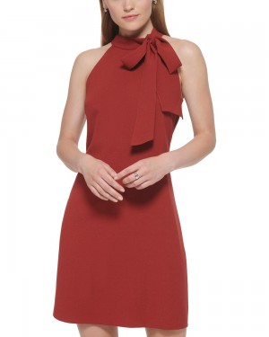 Dámské Mini Šaty Vince Camuto Bow-Neck Červené | 3695-ESFRQ