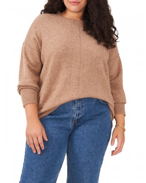 Dámské Svetr Vince Camuto Seamed Crewneck (Plus Size) Hnědé | 1429-QYHVT