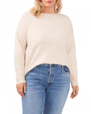 Dámské Svetr Vince Camuto Seamed Crewneck (Plus Size) Hnědožlutý | 3247-XINVS