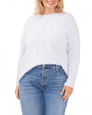 Dámské Svetr Vince Camuto Seamed Crewneck (Plus Size) Bílé | 0562-PZSUK