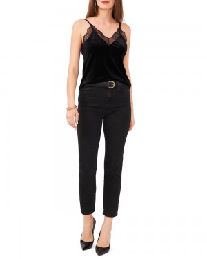 Dámské Topy Vince Camuto Krajkové-Trimmed Velvet Camisole Černé | 9526-YGWPT