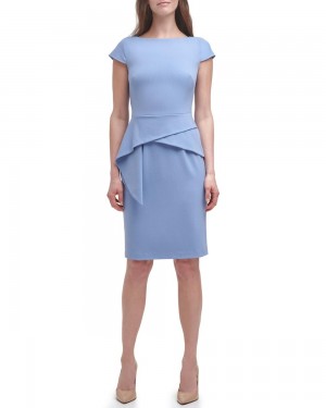 Dámské Šaty Vince Camuto Architectural-Peplum Sheath Blankyt | 9185-EAINJ