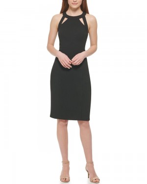 Dámské Šaty Vince Camuto Cutout-Detail Sheath Černé | 3642-EPQYU