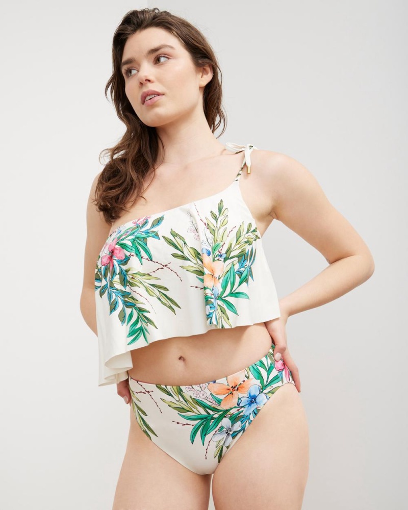 Dámské Bikiny Vince Camuto Reversible Botanical-Print Bílé | 9513-AXOVN