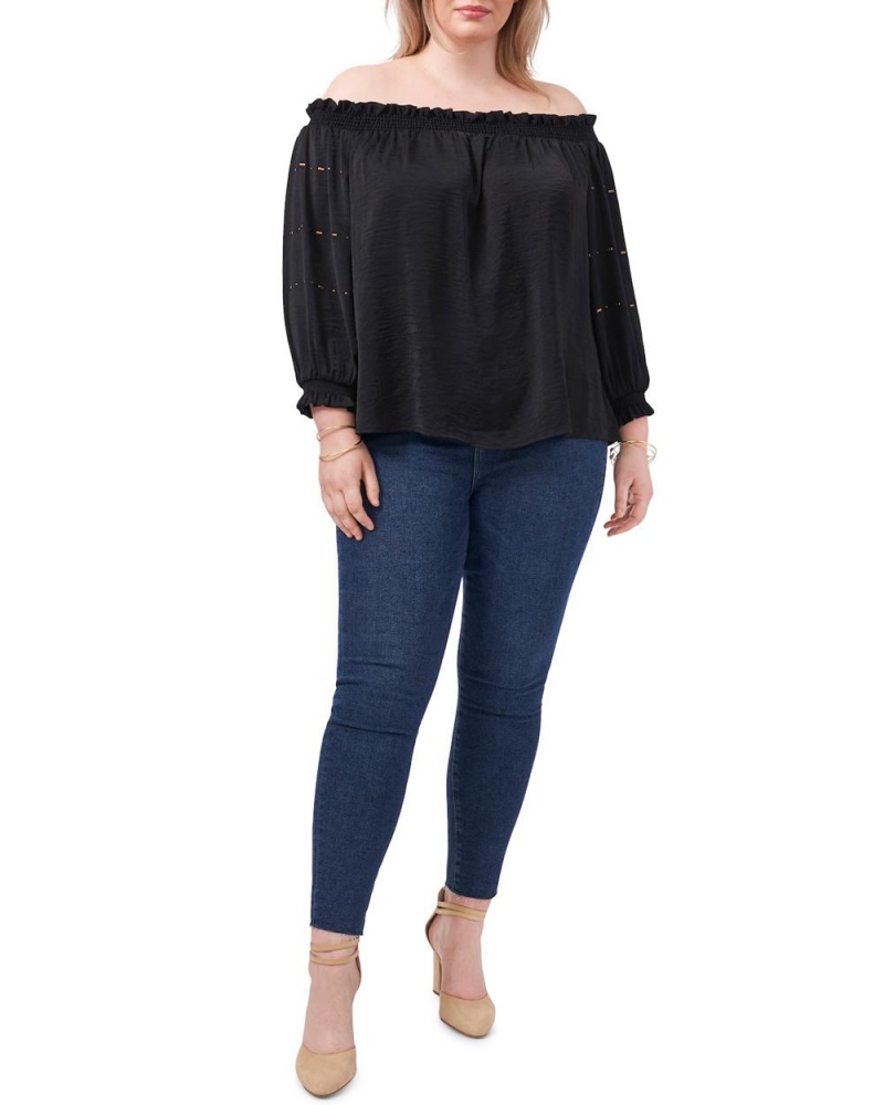 Dámské Halenka Vince Camuto Off-The-Shoulder (Plus Size) Černé | 2819-PLOQH