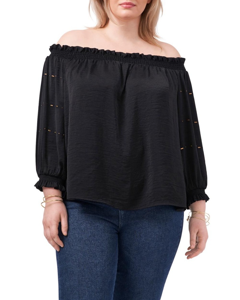 Dámské Halenka Vince Camuto Off-The-Shoulder (Plus Size) Černé | 2819-PLOQH