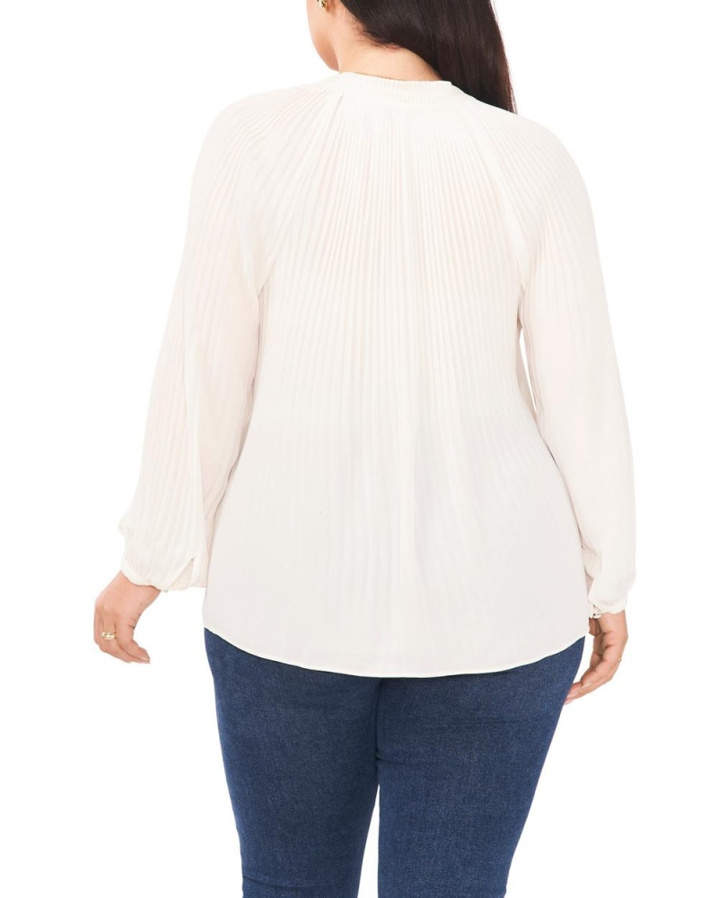 Dámské Halenka Vince Camuto Plisovaný Split-Neck (Plus Size) Bílé | 0856-CSRDH