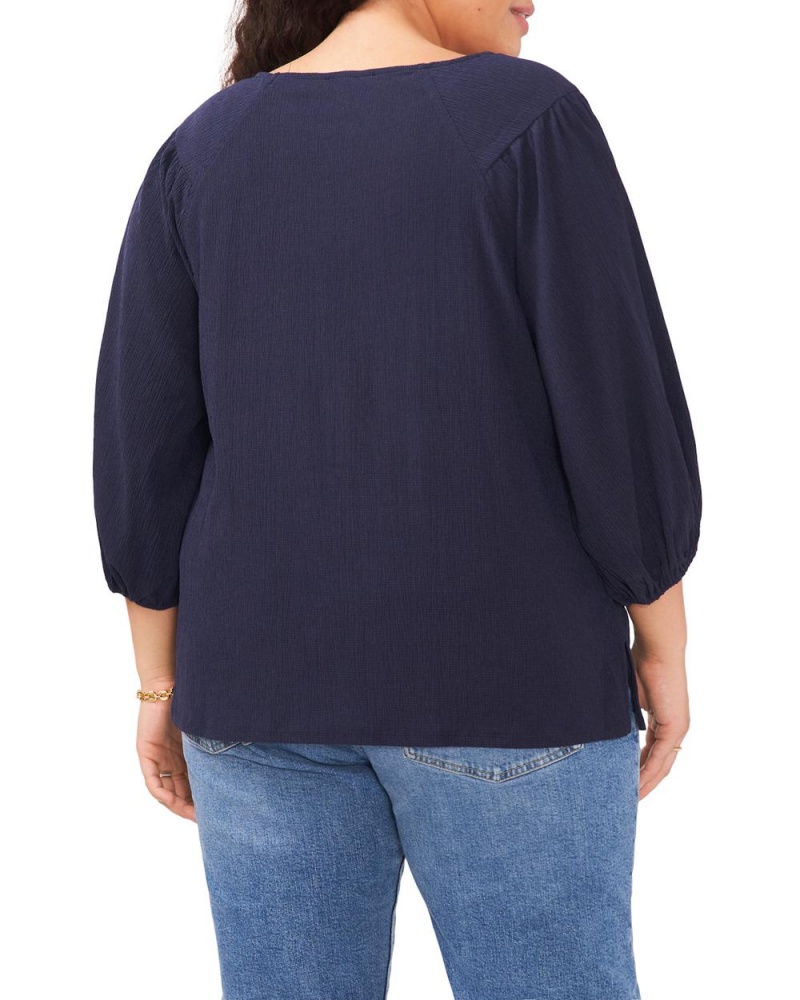 Dámské Halenka Vince Camuto Ruched Puff-Sleeve (Plus Size) Tmavě Blankyt | 7205-CHMLE