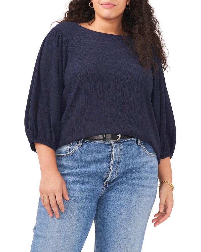 Dámské Halenka Vince Camuto Ruched Puff-Sleeve (Plus Size) Tmavě Blankyt | 7205-CHMLE