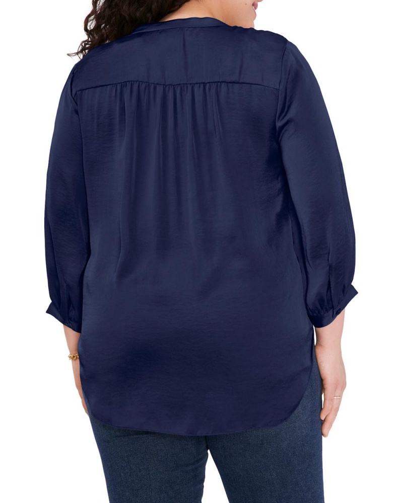 Dámské Halenka Vince Camuto V-Neck Inverted-Pleat (Plus Size) Tmavě Blankyt | 7254-SDWPY