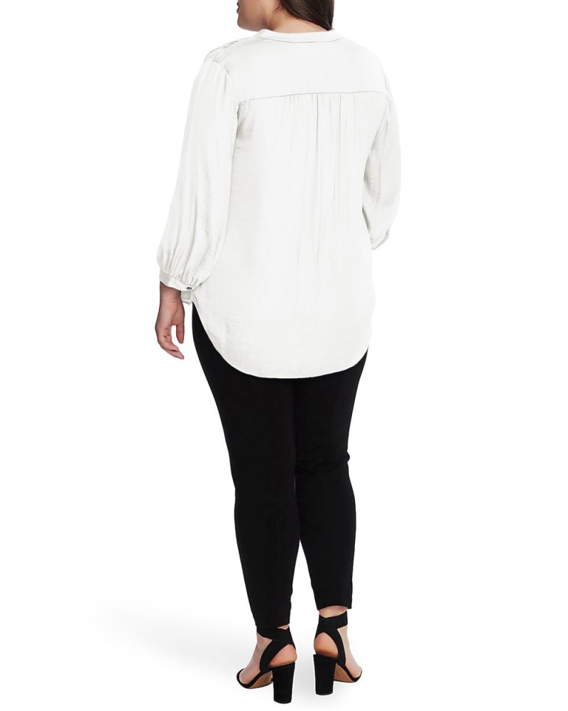 Dámské Halenka Vince Camuto V-Neck Inverted-Pleat (Plus Size) Bílé | 1708-SGCKN