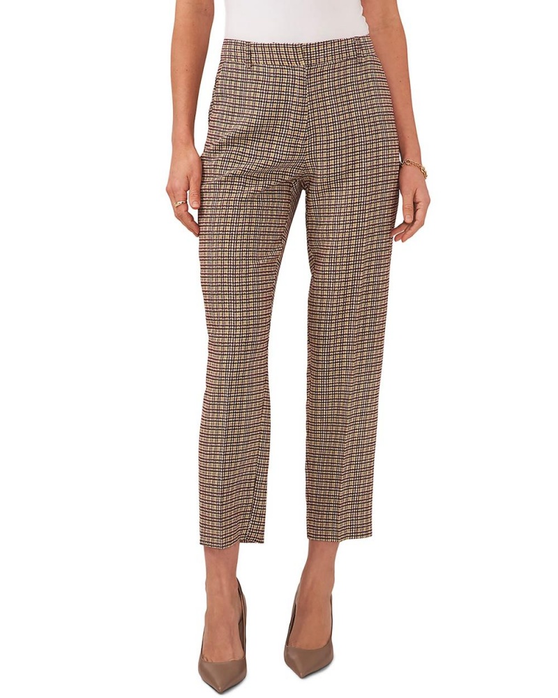 Dámské Kalhoty Vince Camuto Plaid Cropped Rovný-Leg Hnědé | 3576-QEILP