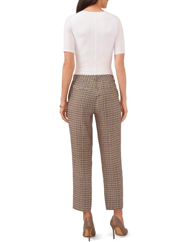 Dámské Kalhoty Vince Camuto Plaid Cropped Rovný-Leg Hnědé | 3576-QEILP