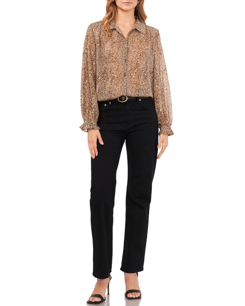 Dámské Košile Vince Camuto Cheetah-Print Chiffon Shirt Hnědé | 6157-EJRSY