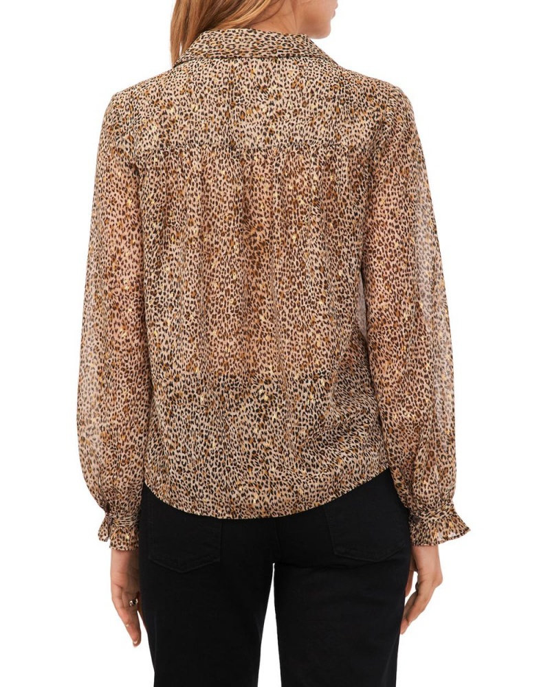 Dámské Košile Vince Camuto Cheetah-Print Chiffon Shirt Hnědé | 6157-EJRSY