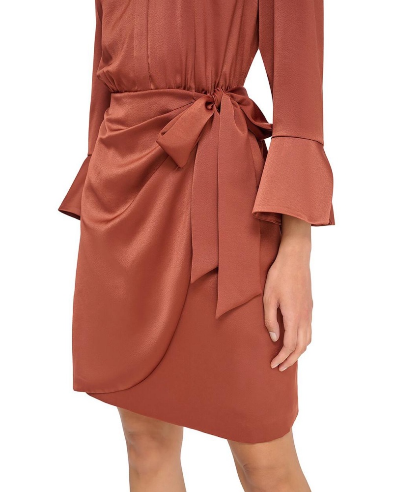 Dámské Košilové Šaty Vince Camuto Satin Crossover-Skirt Shirtdress Hnědé | 6817-UALBE