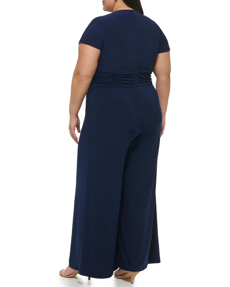 Dámské Kombinéza Vince Camuto Twist-Front Široké-Leg (Plus Size) Tmavě Blankyt | 4397-KXVJP