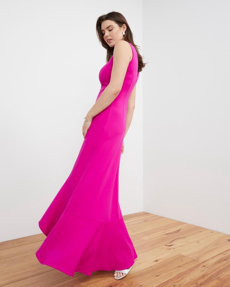 Dámské Maxi Šaty Vince Camuto Asymmetrical Ruffle-Hem Gown Fuchsie Růžové | 0831-DPNOZ