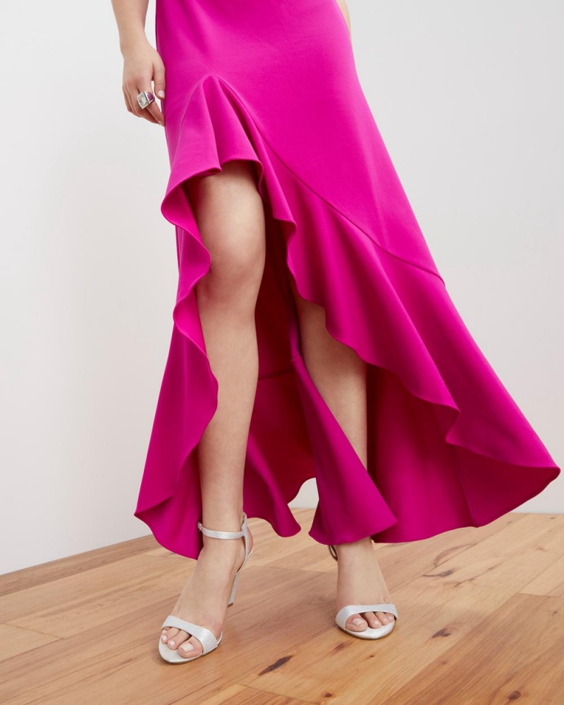 Dámské Maxi Šaty Vince Camuto Asymmetrical Ruffle-Hem Gown Fuchsie Růžové | 0831-DPNOZ