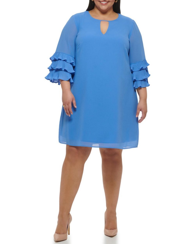 Dámské Maxi Šaty Vince Camuto Chiffon Layered-Sleeve (Plus Size) Blankyt | 5194-BMTVC