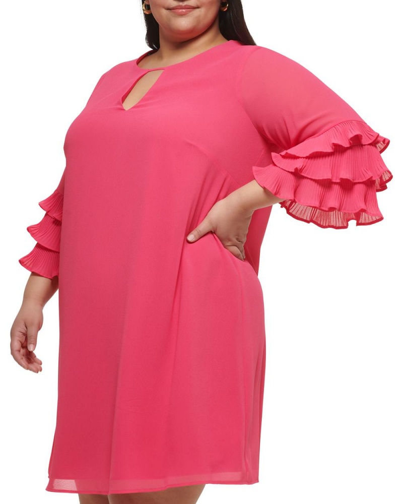 Dámské Maxi Šaty Vince Camuto Chiffon Layered-Sleeve (Plus Size) Růžové | 6450-WGYIA