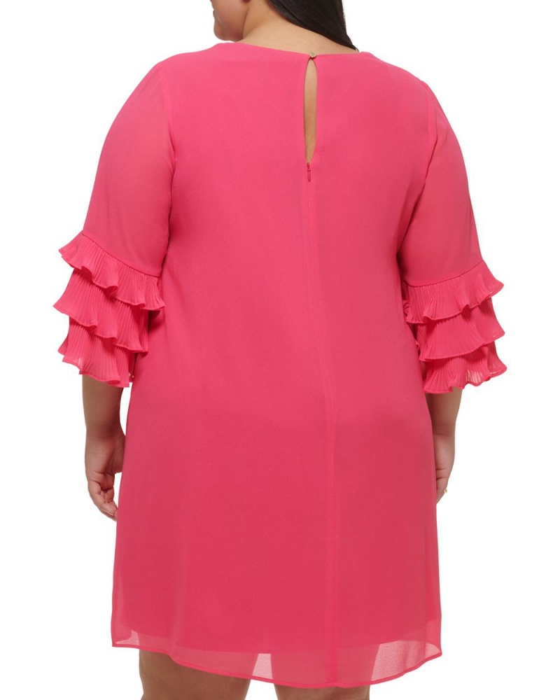 Dámské Maxi Šaty Vince Camuto Chiffon Layered-Sleeve (Plus Size) Růžové | 6450-WGYIA