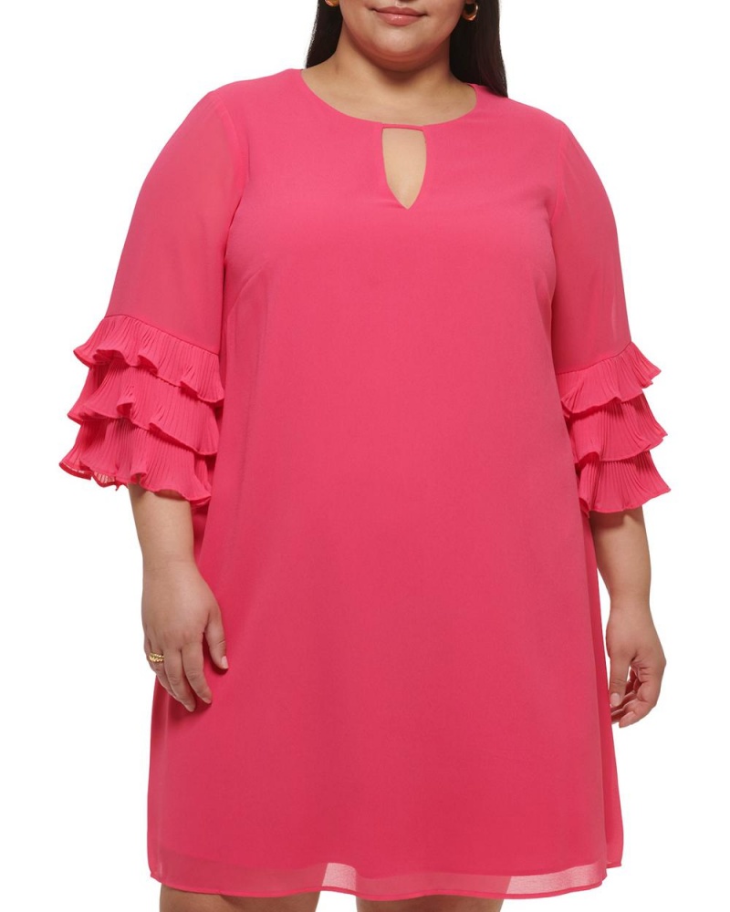 Dámské Maxi Šaty Vince Camuto Chiffon Layered-Sleeve (Plus Size) Růžové | 6450-WGYIA