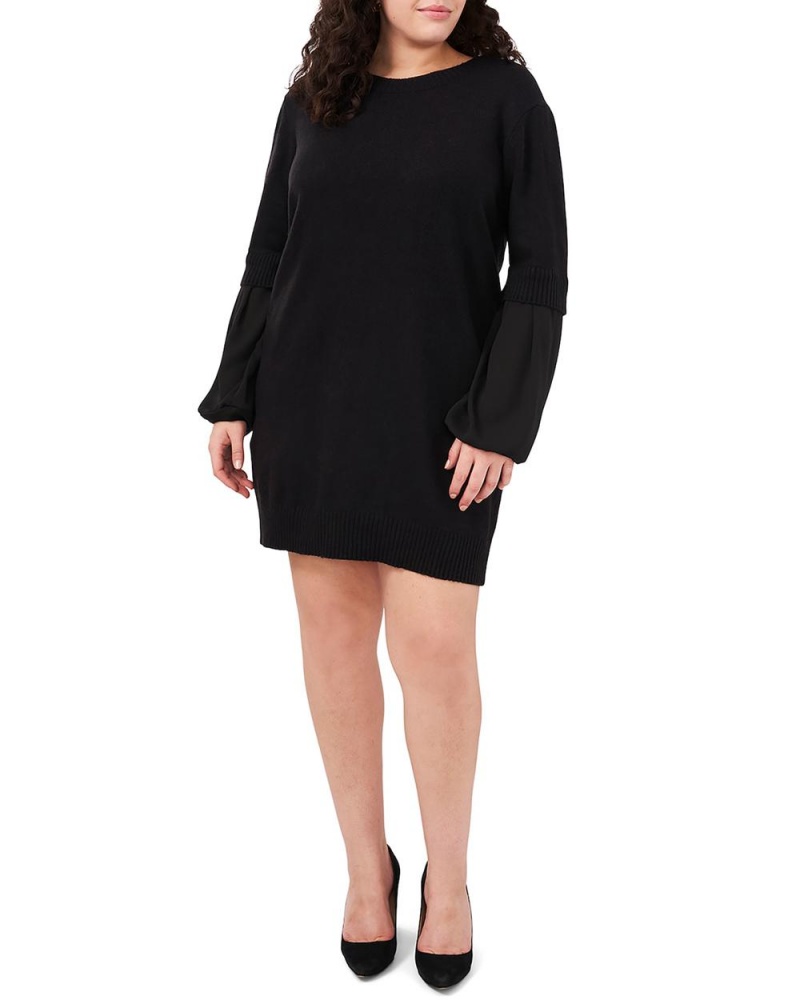 Dámské Maxi Šaty Vince Camuto Contrast-Sleeve (Plus Size) Černé | 0795-YRPWF