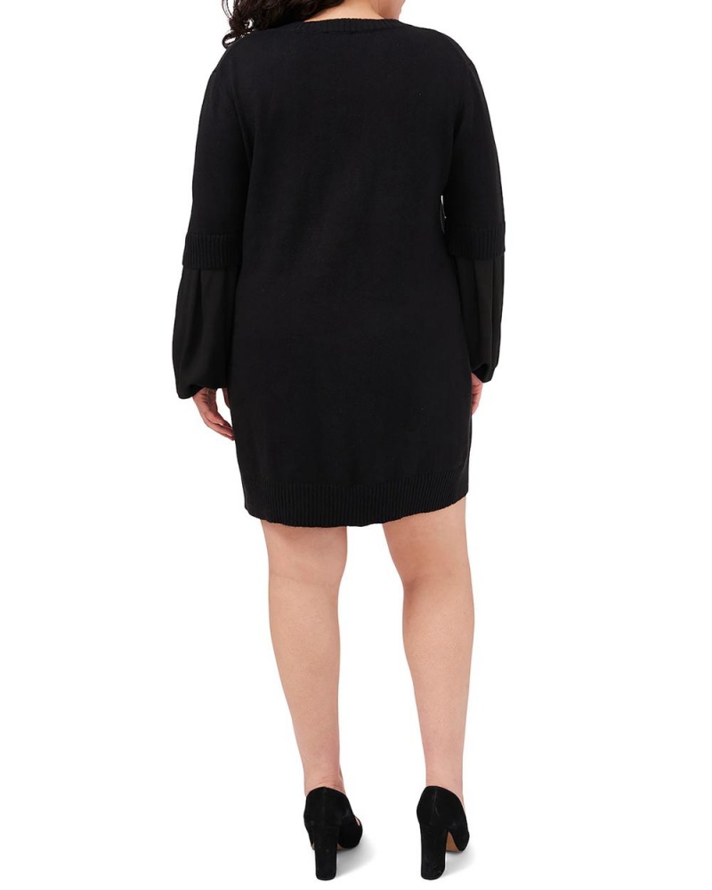 Dámské Maxi Šaty Vince Camuto Contrast-Sleeve (Plus Size) Černé | 0795-YRPWF