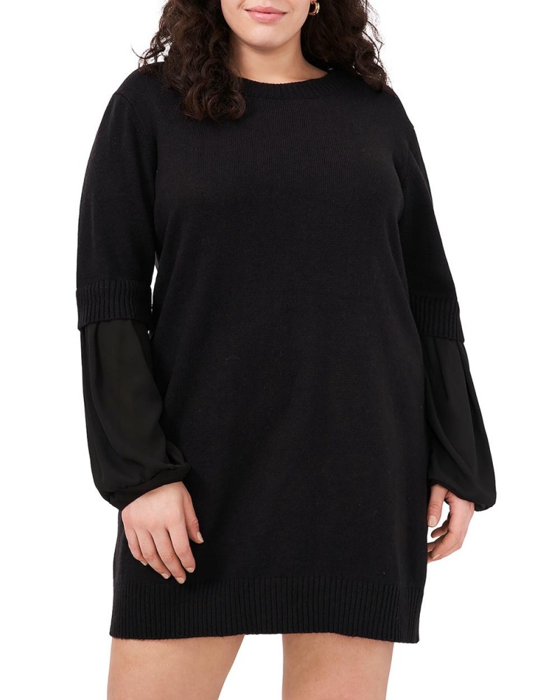 Dámské Maxi Šaty Vince Camuto Contrast-Sleeve (Plus Size) Černé | 0795-YRPWF