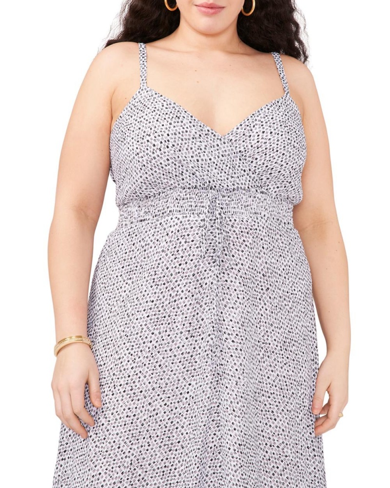 Dámské Maxi Šaty Vince Camuto Dash-Print High-Low (Plus Size) Bílé | 0276-HDWQA