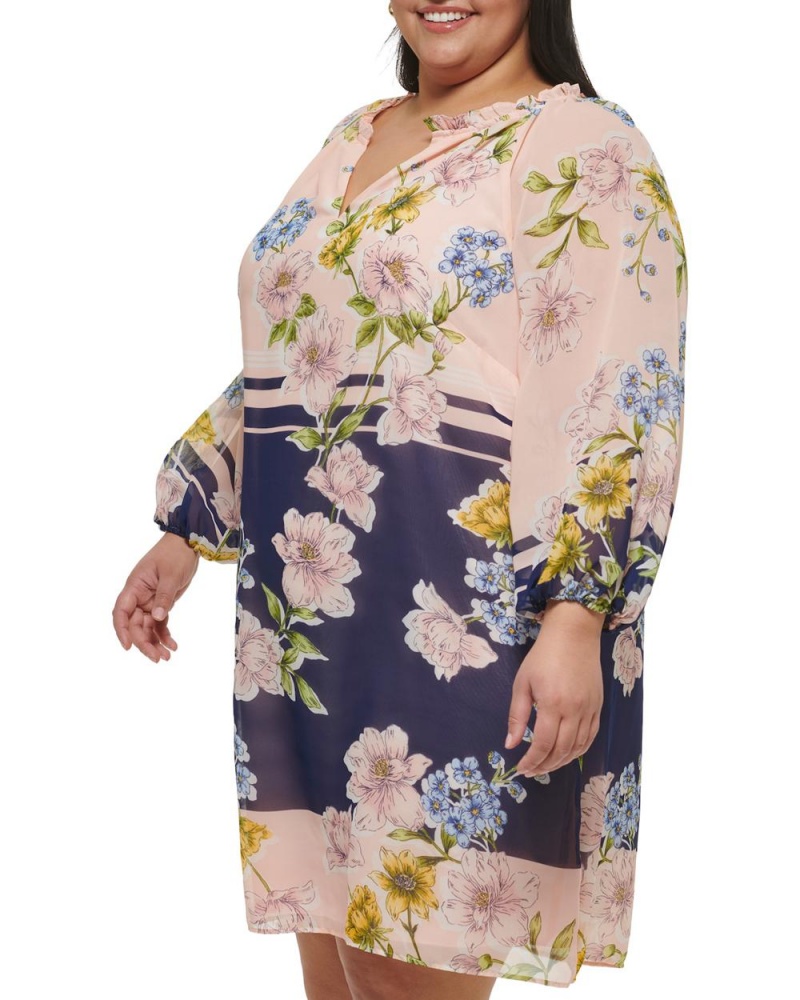 Dámské Maxi Šaty Vince Camuto Floral-Print Chiffon (Plus Size) Viacfarebný | 4928-ZOSJG