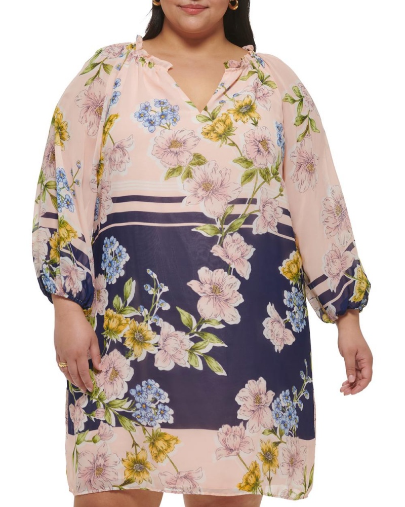 Dámské Maxi Šaty Vince Camuto Floral-Print Chiffon (Plus Size) Viacfarebný | 4928-ZOSJG