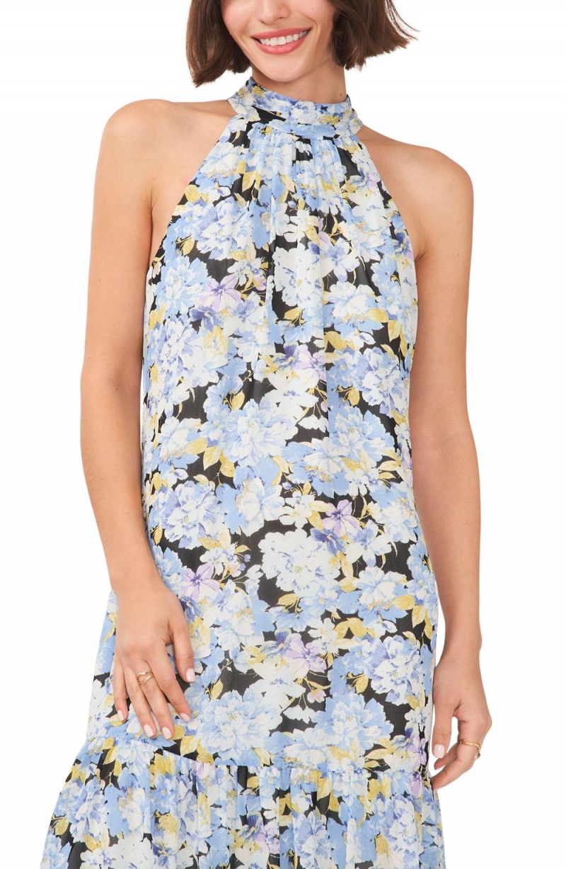 Dámské Maxi Šaty Vince Camuto Floral-Print Halter-Neck Viacfarebný | 6302-IMOUP