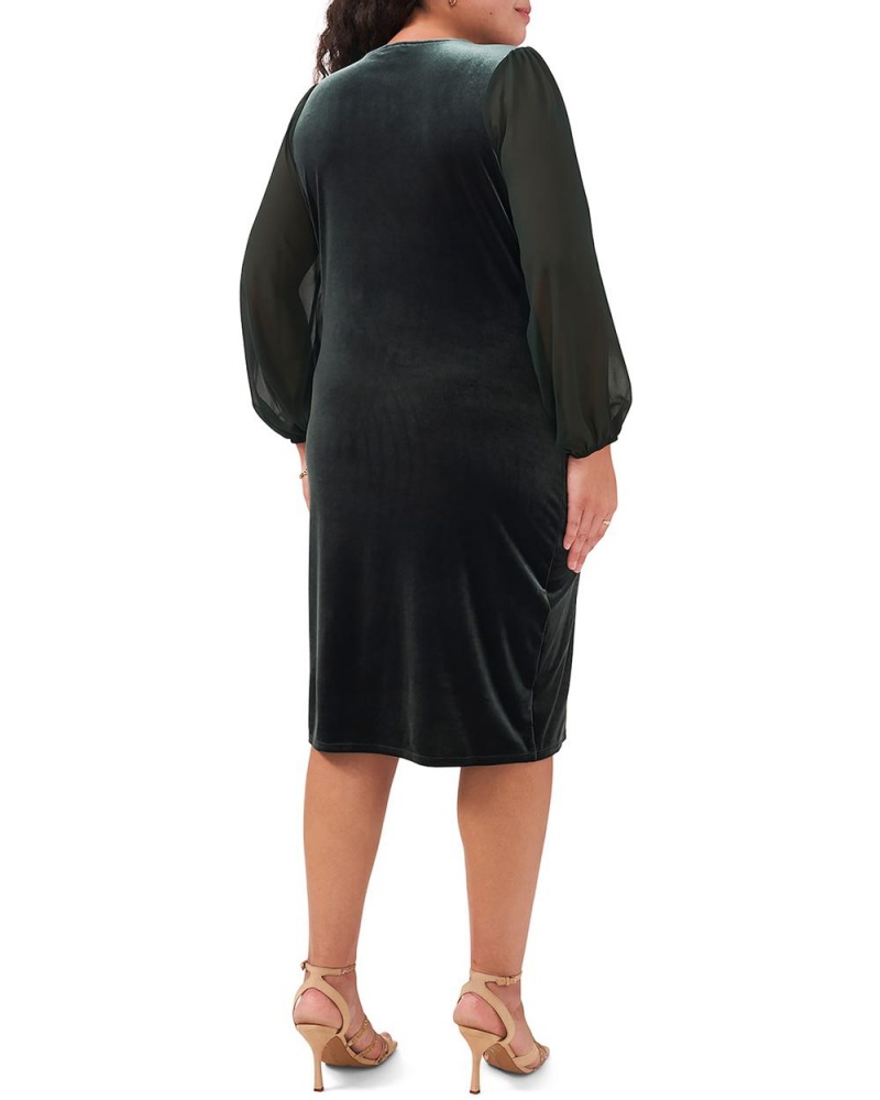 Dámské Maxi Šaty Vince Camuto Long-Sleeve Velvet (Plus Size) Zelene Tmavě | 1285-NCUAG