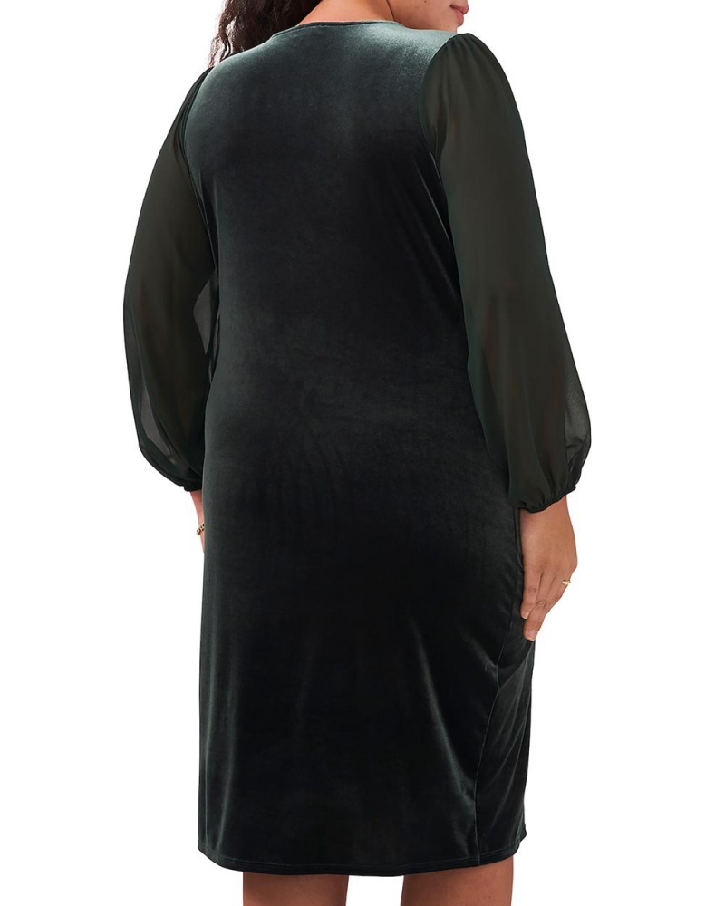 Dámské Maxi Šaty Vince Camuto Long-Sleeve Velvet (Plus Size) Zelene Tmavě | 1285-NCUAG