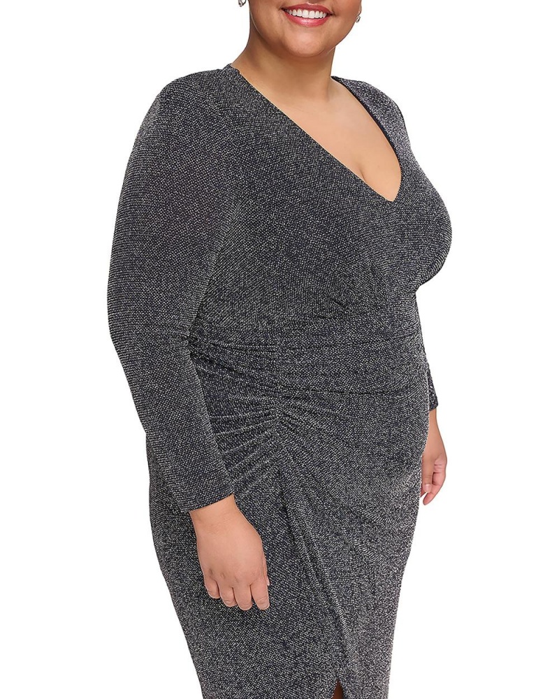 Dámské Maxi Šaty Vince Camuto Metallic-Glitter V-Neck (Plus Size) Tmavě Blankyt | 2675-DRLNK