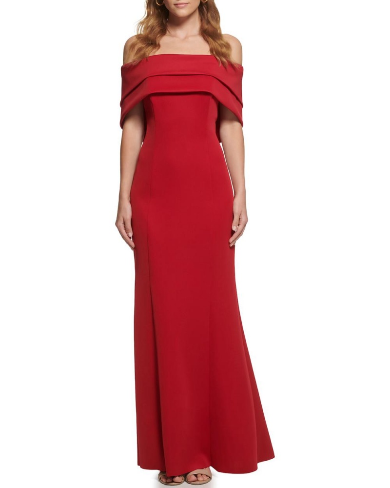 Dámské Maxi Šaty Vince Camuto Off-The-Shoulder Gown Červené | 7413-EGTXU