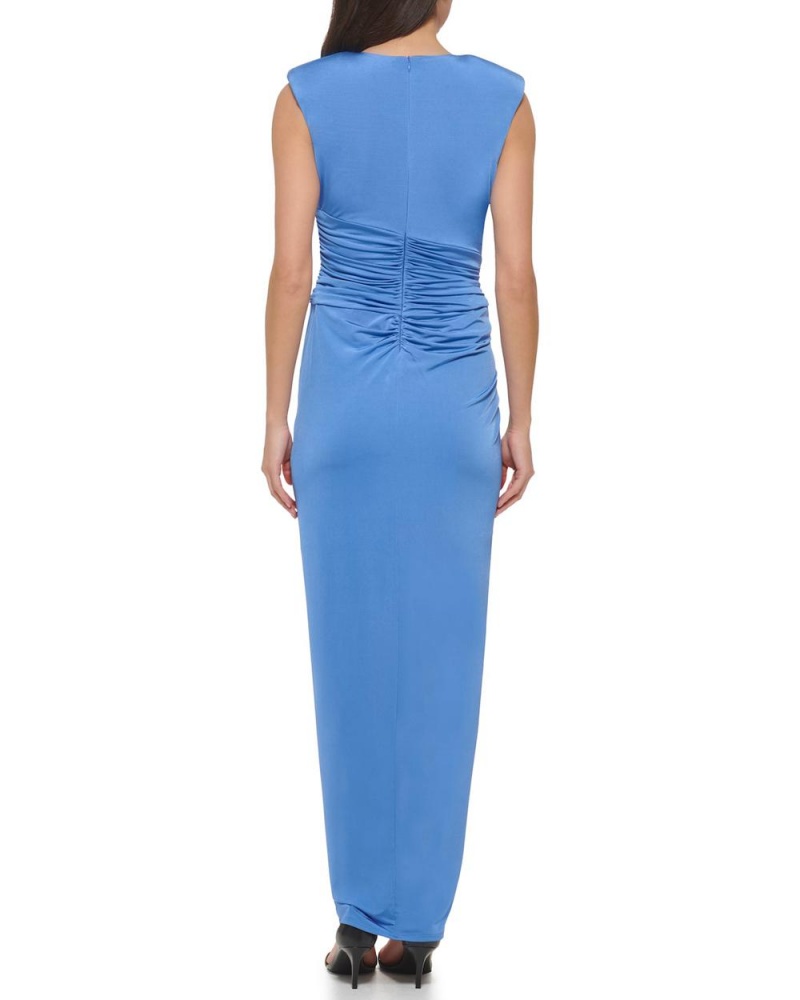 Dámské Maxi Šaty Vince Camuto Ruched Front-Slit V-Neck Gown Blankyt | 2814-XQFBN