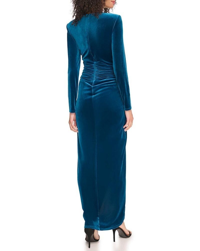 Dámské Maxi Šaty Vince Camuto Ruched Velvet Gown Blankyt | 7453-HVJMR