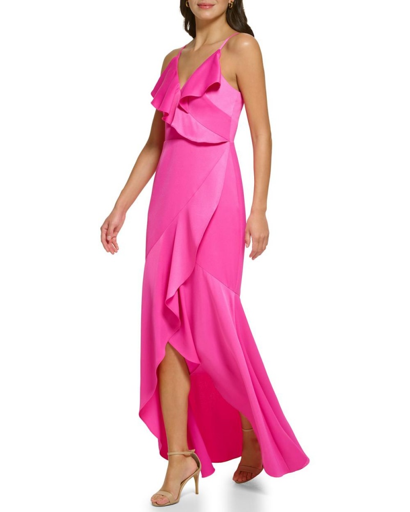 Dámské Maxi Šaty Vince Camuto Ruffled Asymmetrical Gown Fuchsie Růžové | 8642-YGJMW