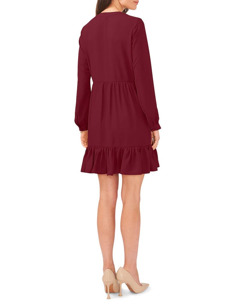 Dámské Maxi Šaty Vince Camuto Ruffled Long-Sleeve Vínové | 6814-XPNMW