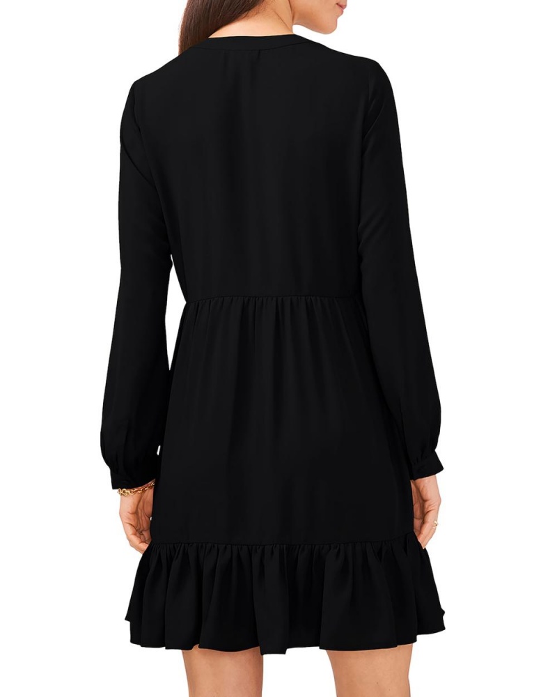 Dámské Maxi Šaty Vince Camuto Ruffled Long-Sleeve Černé | 4097-XTNEQ